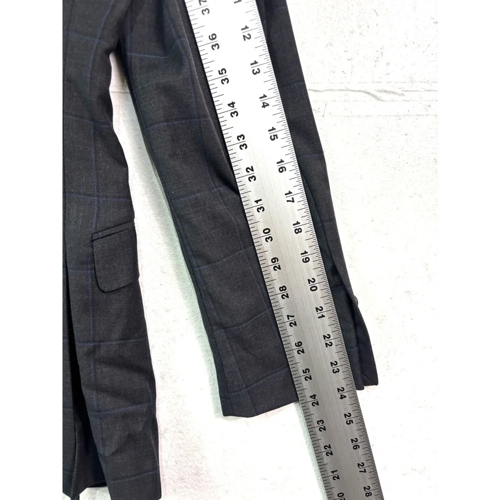 Joseph Abboud 36R 30x29 2pc Pant Suit Charcoal Navy Blue Windowpane Wool Joe‎